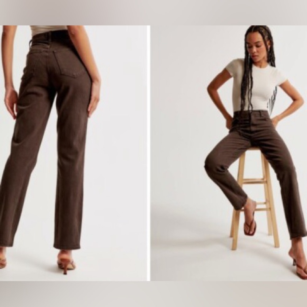 Abercrombie & Fitch Women's 90s Straight Ultra High Rise Jeans - Brown